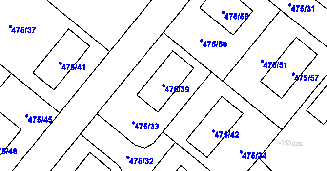 Parcela st. 475/39 v KÚ Lhotka u Ostravy, Katastrální mapa