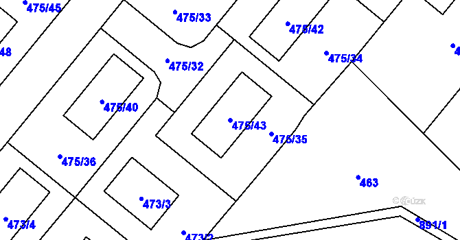 Parcela st. 475/43 v KÚ Lhotka u Ostravy, Katastrální mapa