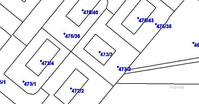 Parcela st. 473/3 v KÚ Lhotka u Ostravy, Katastrální mapa