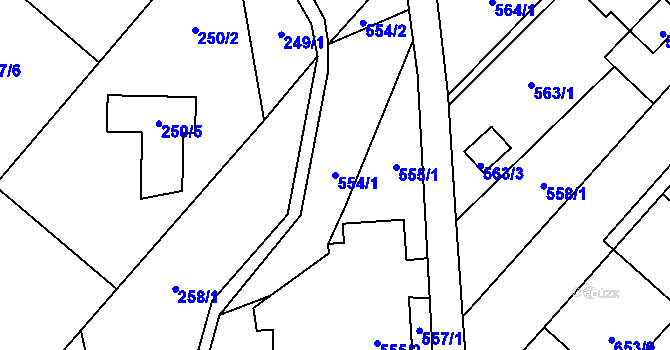 Parcela st. 554/1 v KÚ Lhotka u Ostravy, Katastrální mapa
