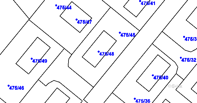 Parcela st. 475/48 v KÚ Lhotka u Ostravy, Katastrální mapa