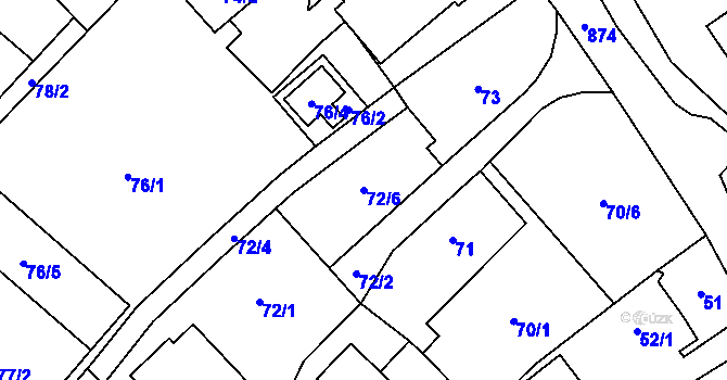 Parcela st. 72/6 v KÚ Lhotka u Ostravy, Katastrální mapa
