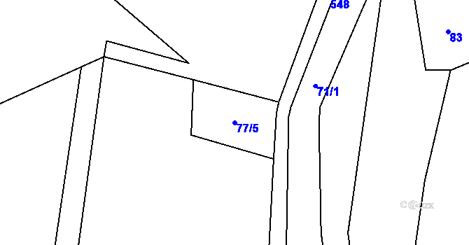 Parcela st. 77/5 v KÚ Lhotky u Mladé Boleslavi, Katastrální mapa