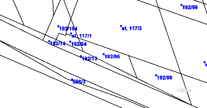 Parcela st. 192/96 v KÚ Lhotky u Mladé Boleslavi, Katastrální mapa