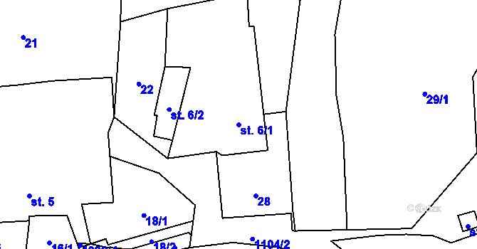 Parcela st. 6/1 v KÚ Dolní Radslavice, Katastrální mapa