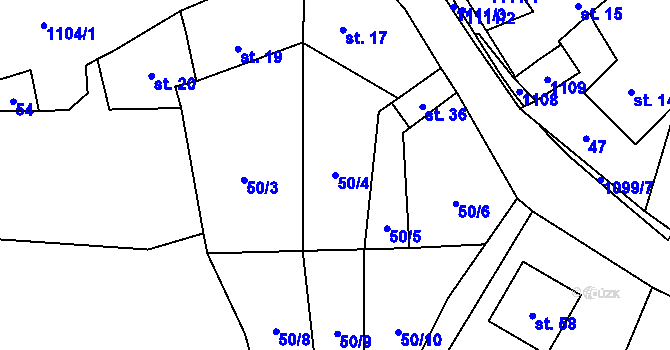 Parcela st. 50/4 v KÚ Dolní Radslavice, Katastrální mapa