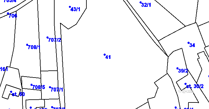 Parcela st. 41 v KÚ Lhotky u Velkého Meziříčí, Katastrální mapa