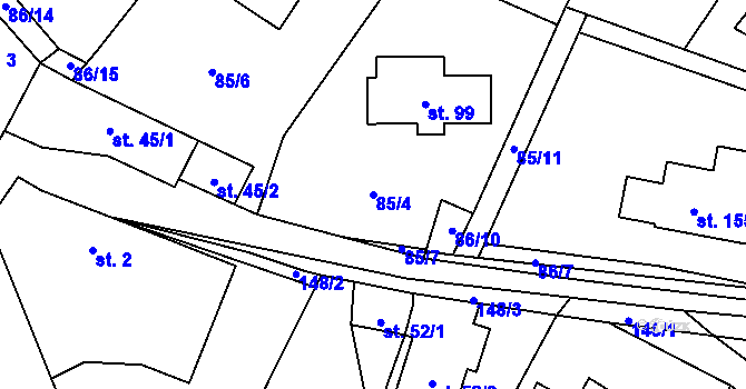Parcela st. 85/4 v KÚ Lhotky u Velkého Meziříčí, Katastrální mapa