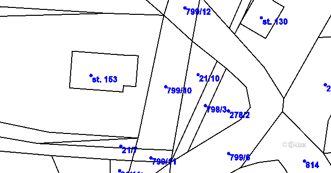 Parcela st. 799/10 v KÚ Lhotky u Velkého Meziříčí, Katastrální mapa