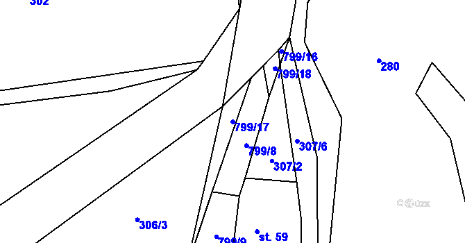 Parcela st. 799/17 v KÚ Lhotky u Velkého Meziříčí, Katastrální mapa