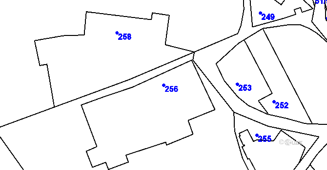 Parcela st. 256 v KÚ Lhotsko, Katastrální mapa