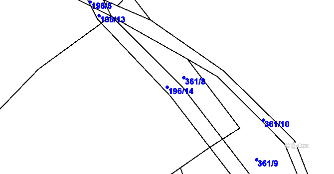 Parcela st. 196/14 v KÚ Lhotsko, Katastrální mapa