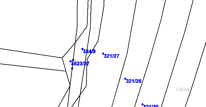 Parcela st. 321/27 v KÚ Lhotsko, Katastrální mapa