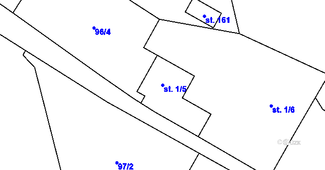 Parcela st. 1/5 v KÚ Lhoty u Potštejna, Katastrální mapa