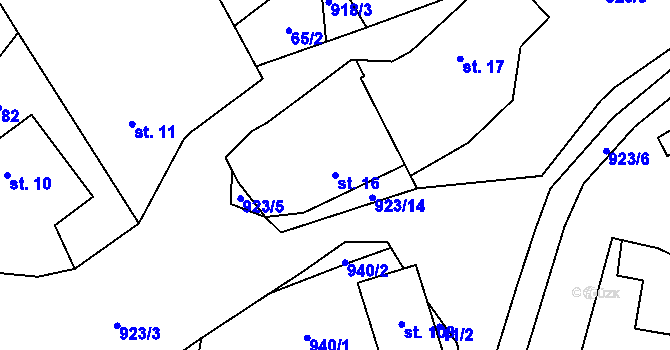 Parcela st. 16 v KÚ Lhoty u Potštejna, Katastrální mapa