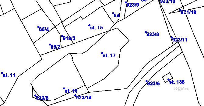 Parcela st. 17 v KÚ Lhoty u Potštejna, Katastrální mapa