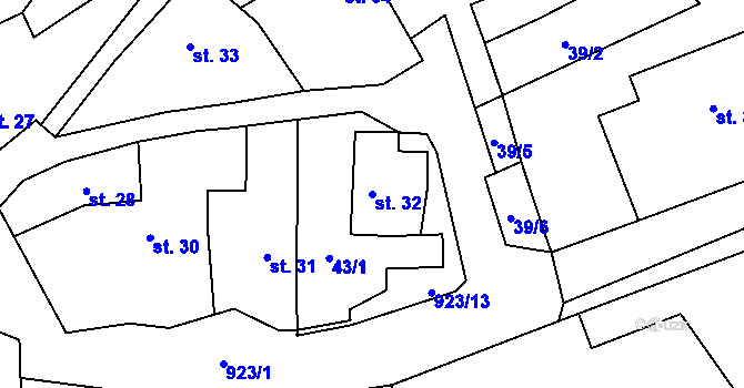 Parcela st. 32 v KÚ Lhoty u Potštejna, Katastrální mapa