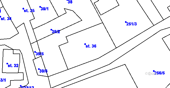 Parcela st. 36 v KÚ Lhoty u Potštejna, Katastrální mapa