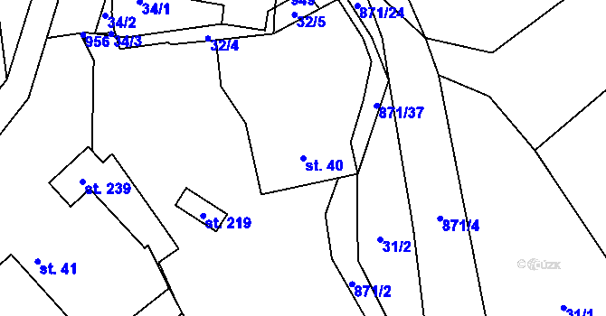 Parcela st. 40 v KÚ Lhoty u Potštejna, Katastrální mapa