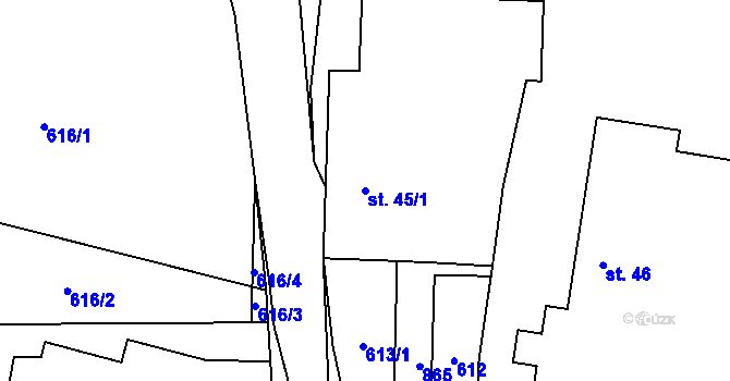Parcela st. 45/1 v KÚ Lhoty u Potštejna, Katastrální mapa