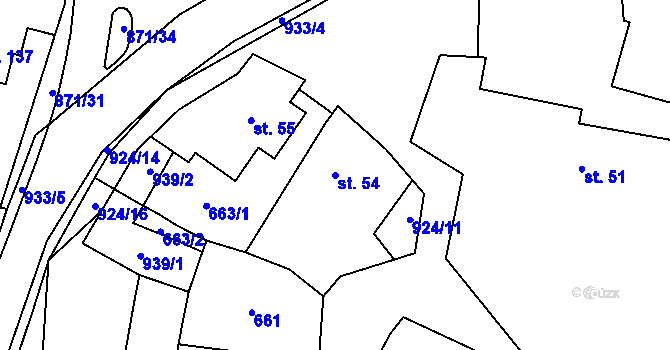 Parcela st. 54 v KÚ Lhoty u Potštejna, Katastrální mapa
