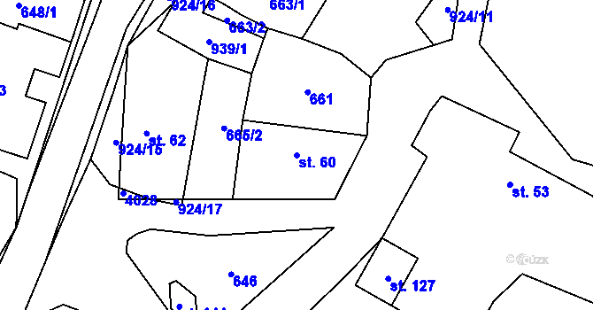 Parcela st. 60 v KÚ Lhoty u Potštejna, Katastrální mapa