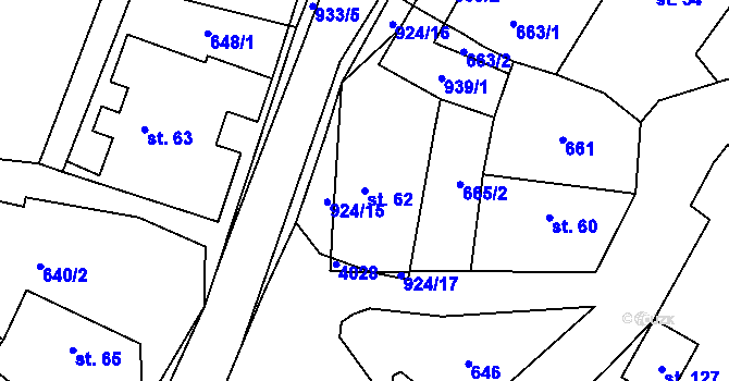 Parcela st. 62 v KÚ Lhoty u Potštejna, Katastrální mapa