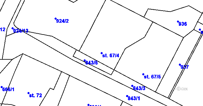 Parcela st. 67/4 v KÚ Lhoty u Potštejna, Katastrální mapa