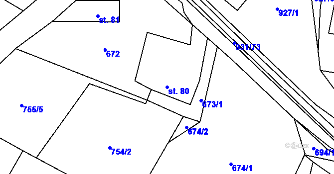 Parcela st. 80 v KÚ Lhoty u Potštejna, Katastrální mapa