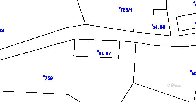 Parcela st. 87 v KÚ Lhoty u Potštejna, Katastrální mapa
