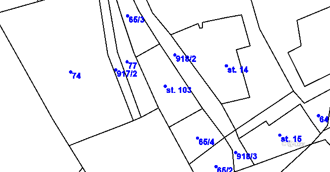 Parcela st. 103 v KÚ Lhoty u Potštejna, Katastrální mapa