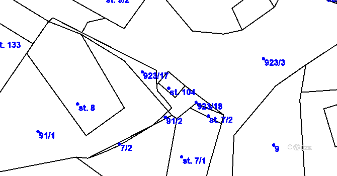 Parcela st. 104 v KÚ Lhoty u Potštejna, Katastrální mapa