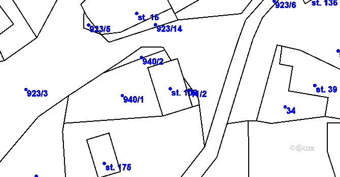 Parcela st. 108 v KÚ Lhoty u Potštejna, Katastrální mapa