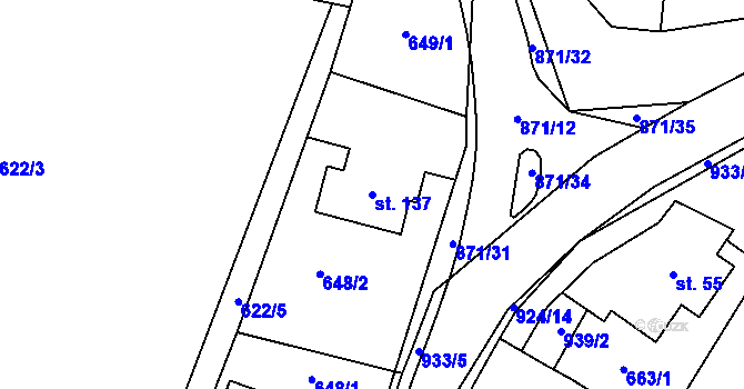 Parcela st. 137 v KÚ Lhoty u Potštejna, Katastrální mapa