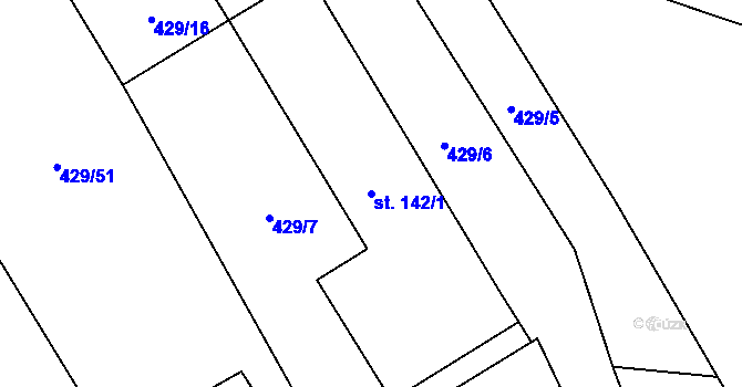 Parcela st. 142/1 v KÚ Lhoty u Potštejna, Katastrální mapa