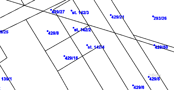 Parcela st. 142/4 v KÚ Lhoty u Potštejna, Katastrální mapa