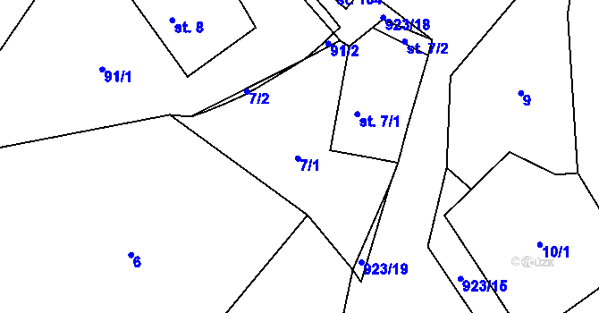Parcela st. 7 v KÚ Lhoty u Potštejna, Katastrální mapa