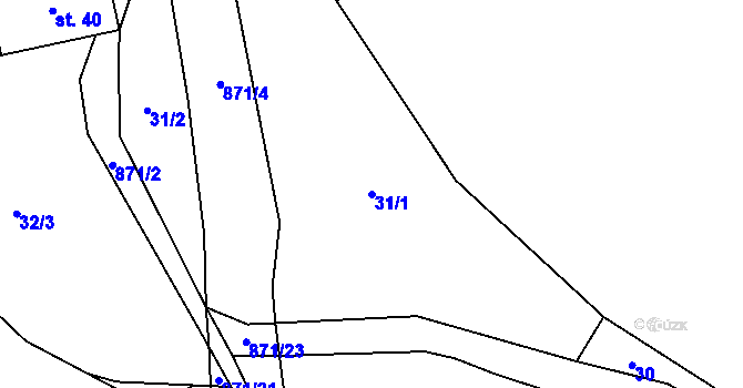 Parcela st. 31/1 v KÚ Lhoty u Potštejna, Katastrální mapa