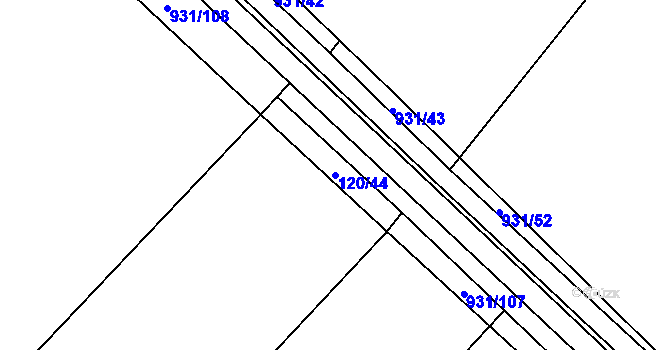Parcela st. 120/44 v KÚ Lhoty u Potštejna, Katastrální mapa