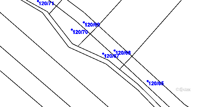Parcela st. 120/67 v KÚ Lhoty u Potštejna, Katastrální mapa
