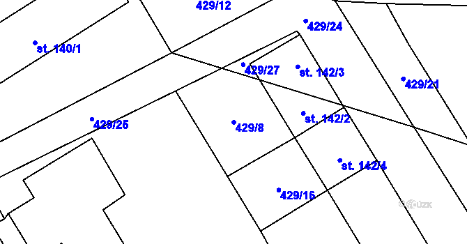 Parcela st. 429/8 v KÚ Lhoty u Potštejna, Katastrální mapa
