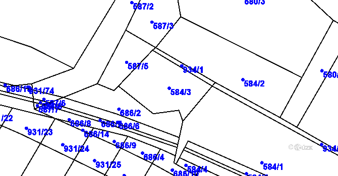 Parcela st. 584/3 v KÚ Lhoty u Potštejna, Katastrální mapa