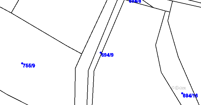 Parcela st. 694/9 v KÚ Lhoty u Potštejna, Katastrální mapa
