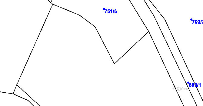 Parcela st. 751/2 v KÚ Lhoty u Potštejna, Katastrální mapa