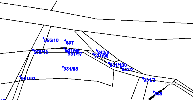 Parcela st. 842/1 v KÚ Lhoty u Potštejna, Katastrální mapa