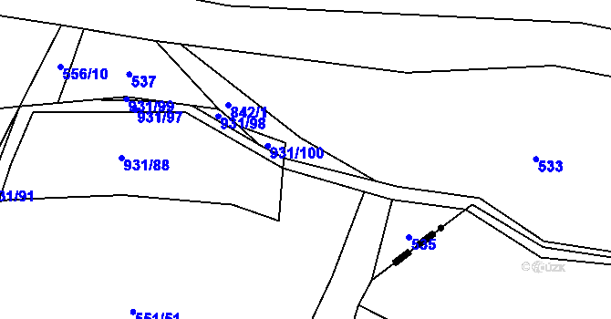 Parcela st. 842/2 v KÚ Lhoty u Potštejna, Katastrální mapa