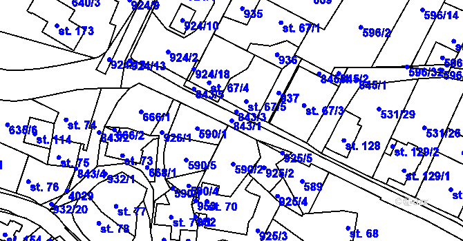 Parcela st. 843/1 v KÚ Lhoty u Potštejna, Katastrální mapa
