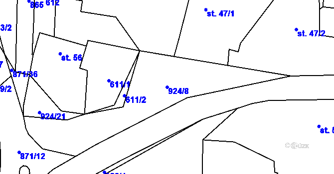 Parcela st. 924/8 v KÚ Lhoty u Potštejna, Katastrální mapa