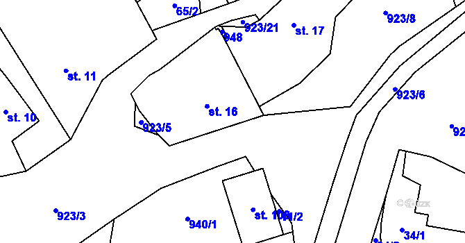 Parcela st. 923/14 v KÚ Lhoty u Potštejna, Katastrální mapa