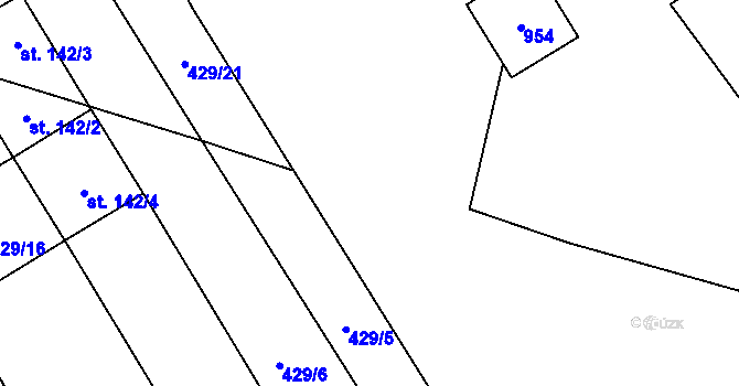 Parcela st. 429/50 v KÚ Lhoty u Potštejna, Katastrální mapa